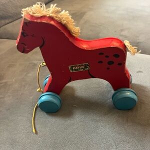 Brio red horse rolling toy vintage